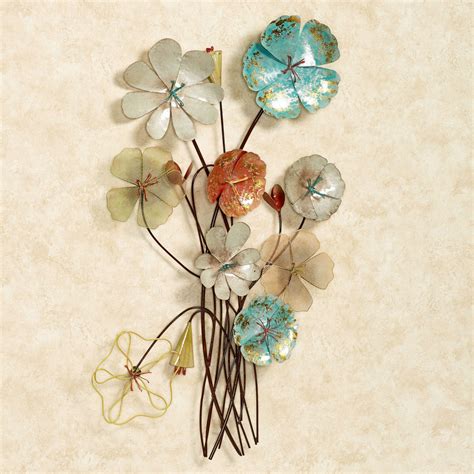 metal floral and botanical wall decor|contemporary metal wall art flowers.